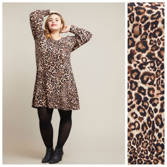 Puffy Leopard Print Sleeve Dress